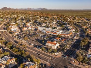 Aerial shot of The Mercado at Scottsdale Ranch